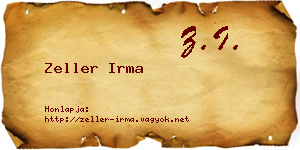Zeller Irma névjegykártya